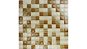 Artistry In Mosaics Crystal Series - Khaki Tan Blend Glass Tile | 1" x 1" | GC82323N1