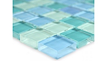 Artistry In Mosaics Crystal Series - Turquoise Blue Blend Glass Tile | 1" x 1" | GC82323T1