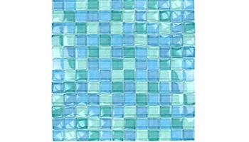 Artistry In Mosaics 1x1 Crystal Series Glass Tile Turquoise Blue Blend