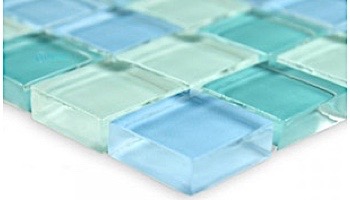 Artistry In Mosaics Crystal Series - Turquoise Blue Blend Glass Tile | 1" x 1" | GC82323T1