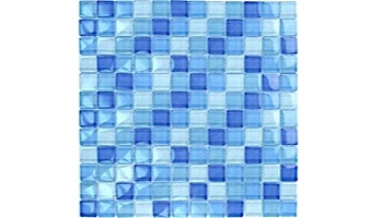 Artistry In Mosaics 1x1 Crystal Series Glass Tile Turquoise Cobalt Blue Blend