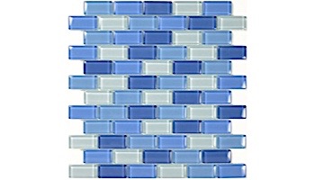 Artistry In Mosaics 1x2 Crystal Series Glass Tile Turquoise Cobalt Blue Blend