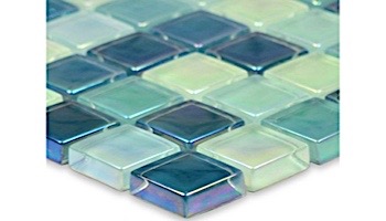 Artistry In Mosaics Crystal Iridescent - Sea Green Blend Glass Tile | 1" x 1" | GC82323G3
