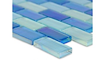 Artistry In Mosaics Crystal Iridescent Sky Blue Blend Glass Tile | 1x2 | GC82348B8