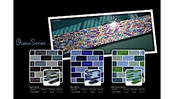 Artistry In Mosaics Ocean Series - Blue Green Blend Glass Tile | 1" x 2" | GC62348G2