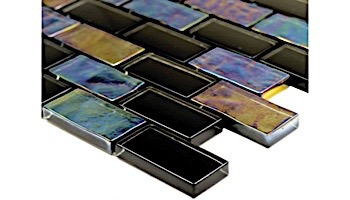 Artistry In Mosaics Twilight Series 1x2 Glass Tile | Black Brick | GT82348K5