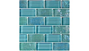 Artistry In Mosaics Twilight Series 1x2 Glass Tile Turquoise Brick