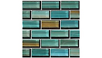 Artistry In Mosaics Watercolors Series 1x2 Glass Tile Aqua Brick