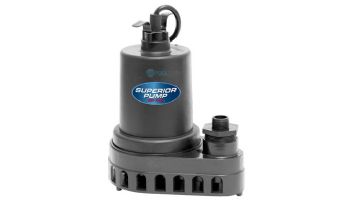 Superior Pump Thermoplastic Utility Pump | Side Discharge | 1800 GPH 1/4 HP 25-Foot Cord | 91270