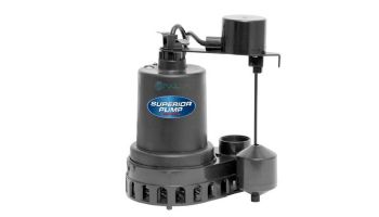 Superior Pump Thermopastic Submersible Sump Pump | Side Discharge | 2880 GPH 1/3 HP 25-Foot Cord | 92379