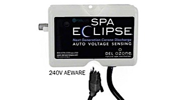 DEL OZONE Spa Eclipse Corona Discharge Ozone Generator | 1,000 Gallons | 240V | Aeware Cord | ECS-1RPAW240-U