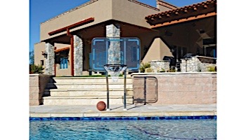 Inter-fab Pro Style Basketball Game Set | 18" Offset Post | In Deck Plastic Anchor Jig | Copper Vein Powder Coated Support Legs | SPS-RBAL 18 GPC-4
