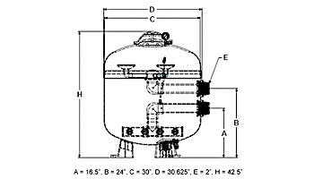 Hayward HCF Series Commercial Fiberglass Sand Filter 30", 2" Bulkhead | HCF302T