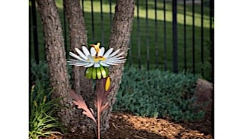 Desert Steel Daisy Garden Torch | White | 409-006