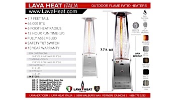 Lava Heat Italia 2G A-Line Commercial Patio Heater with Remote | Triangular 8-Foot | Hammered Black Natural Gas | AL8RGBL LHI-125