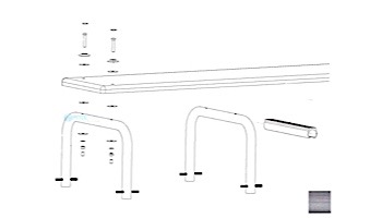 Inter-Fab U-Stands&trade; 18" U-Style Diving Standards Steel Base Only | Hammertone Gray | DBU18049-6