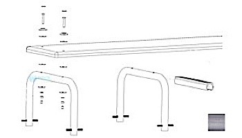Inter-Fab U-Stands&trade; 24" U-Style Diving Standards Steel Base Only | Hammertone Gray | DBU24049-6