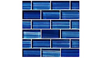 Artistry In Mosaics Watercolors Series 1x2 Glass Tile Caribbean Blue Brick