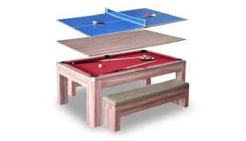 Hathaway Newport 7-ft Pool Table Combo Set with Benches | Light Oak with Red Felt | NG2535P BG2535P