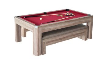 Hathaway Newport 7-ft Pool Table Combo Set with Benches | Light Oak with Red Felt | NG2535P BG2535P