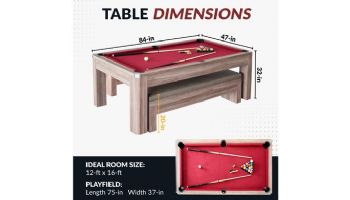 Hathaway Newport 7-ft Pool Table Combo Set with Benches | Light Oak with Red Felt | NG2535P BG2535P
