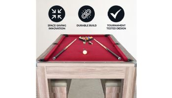 Hathaway Newport 7-ft Pool Table Combo Set with Benches | Light Oak with Red Felt | NG2535P BG2535P