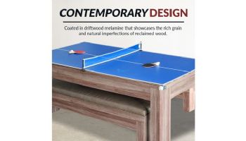 Hathaway Newport 7-ft Pool Table Combo Set with Benches | Light Oak with Red Felt | NG2535P BG2535P