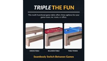 Hathaway Newport 7-ft Pool Table Combo Set with Benches | Light Oak with Red Felt | NG2535P BG2535P