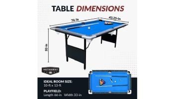 Hathaway Fairmont 6-Ft Portable Pool Table | Black with Blue Felt | NG2574 BG2574