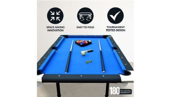 Hathaway Fairmont 6-Ft Portable Pool Table | Black with Blue Felt | NG2574 BG2574
