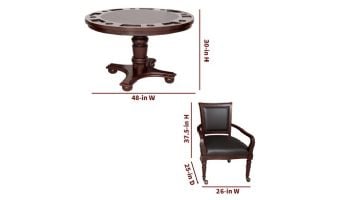 Hathaway Bridgeport 48-In Poker Table and Dining Top with 4 Arm Chairs | Walnut Finish | NG2348W BG2348W