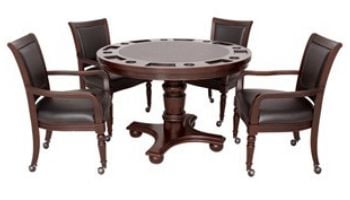Hathaway Bridgeport 48-In Poker Table and Dining Top with 4 Arm Chairs | Walnut Finish | NG2348W BG2348W