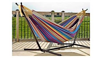 Vivere Double Cotton Hammock with Stand | 9-Foot Tropical | UHSDO9-20