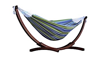 Vivere Double Cotton Hammock with Solid Pine Arc Stand | 8-Foot Oasis | C8SPCT-24