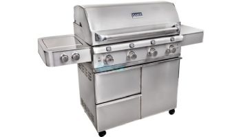 SABER Elite 4-Burner Stainless Steel Free Standing Propane Gas Cart Grill with Cover | R67SC0917