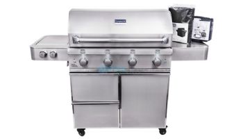 SABER Elite 4-Burner Stainless Steel Free Standing Propane Gas Cart Grill with Cover | R67SC0917