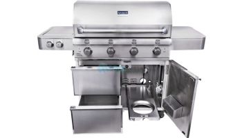 SABER Elite 4-Burner Stainless Steel Free Standing Propane Gas Cart Grill with Cover | R67SC0917