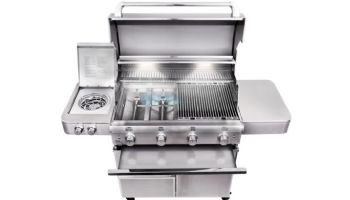 SABER Elite 4-Burner Stainless Steel Free Standing Propane Gas Cart Grill with Cover | R67SC0917