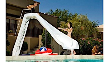 Inter-Fab Wild Ride Pool Slide | Left Curve | Tan | Earth Powder Coated Legs and Handrails | WRS-CLT-A-SS-3