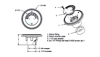 Aquastar 4" Adjustable Floor Return Fitting with Water Stop | Blue | 4DIV104