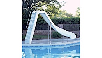 Inter-Fab Wild Ride Pool Slide | Right Curve | White | Handrails and Support Legs ThermoPlastic White| WRS-CR-A-SS-TPC-W