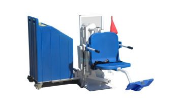Aqua Creek Patriot Portable Pool Lift | Concrete Weight Plates | White with Blue Seat | F-12PPL-HD-AT2