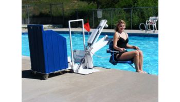 Aqua Creek Patriot Portable Pool Lift | Concrete Weight Plates | White with Blue Seat | F-12PPL-HD-AT2