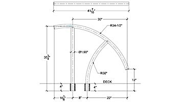 Saftron Triton Series Return to Deck Mounted Handrail | .25" Thickness 1.90" OD | 30" W x 36" H | White | TRTD-130-W