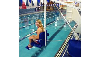 Aqua Creek Revolution Pool Lift with Spa Arm | No Anchor | White Powder Coat with Blue Seat | F-702RLNA-SPA
