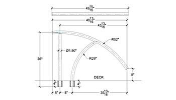Saftron Triton Series Return to Deck Mounted Handrail | .25" Thickness 1.90" OD | 44" W x 36" H | Beige | TRTD-144-B