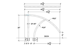Saftron Triton Series Return to Deck Mounted Handrail | .25" Thickness 1.90" OD | 44" W x 36" H | Taupe | TRTD-144-T