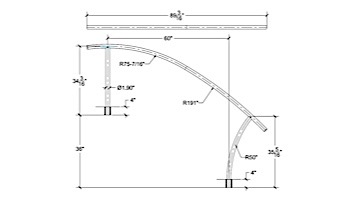 Saftron Triton Series Deck to Pool Mounted Handrail | .25" Thickness 1.90" OD | 60" W x 35" H | Gray | TDTP-160-G