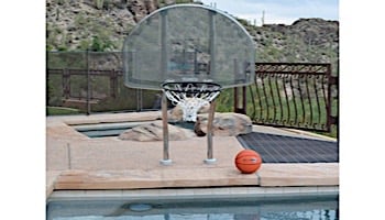 Inter-fab Traditional Style Basketball Game Set | 18" Offset Post | In Deck Bronze Anchor Jig | Tan Thermo Plastic Coated Support Legs | SPS-BBAL 18 GBC-TPC-T