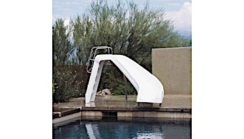 Inter-Fab White Water Pool Slide | Left Curve | Tan | Thermo Plastic Tan Handrails and Legs | WWS-CLT-A-SS-TPC-T